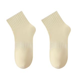 袜子女款中筒袜冬季防臭无骨月子中长款白色棉袜女士春秋纯色短袜