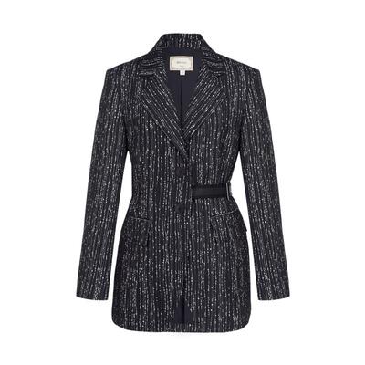 MESUX米岫秋季新款宽窄织带拼接艺术通勤肌理提花西装MKFUF302