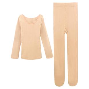 儿童肉色保暖内衣套装舞蹈练功服女童秋冬加绒加厚隐形白色打底衣