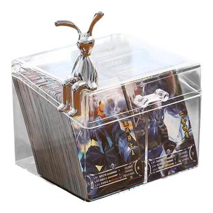 日式卡片收纳盒透明桌面名片杂物装小卡的盒子塑料卡片办公整理盒