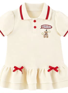 夏季学院风POLO领女童连衣裙