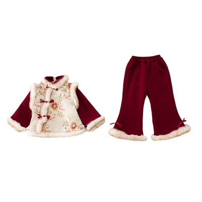 女童唐装拜年服套装冬季2025新款