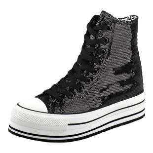 【明星同款】iiJin艾今10.5cm厚底内增高亮片高帮鞋女AF005SP(AL)