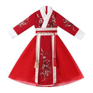 汉服女童冬季中国风古装儿童拜年服女孩加厚过年秋冬喜庆新年唐装