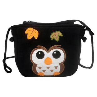 kine猫 卡通猫头鹰棉布休闲小斜挎包儿童可爱逛街女士挎包手机包