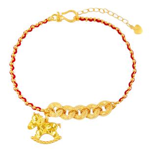 CAMIERY碎碎冰五帝钱小木马手链轻奢小众精致女2025新款红绳手饰