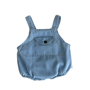 女童短袖牛仔裙套装婴儿连体包屁衣宝宝夏季薄款T恤牛仔背带短裤