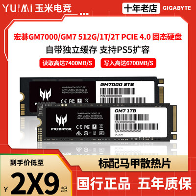 掠夺者GM7000/GM7 1t 2TB PCIe4.0固态硬盘 NVME支持PS5扩容