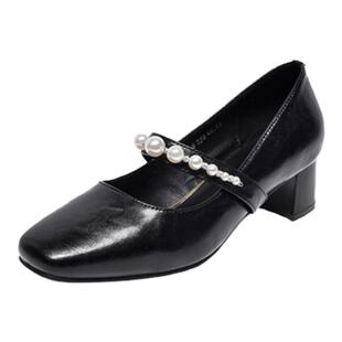 宽胖脚肥大码女鞋41-43优选2025春季新品羊皮优雅中跟单鞋25-163