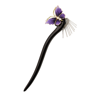 SORO 苏绒【紫气蝶来】 原创设计非遗绒花发簪国风清冷感汉服头饰