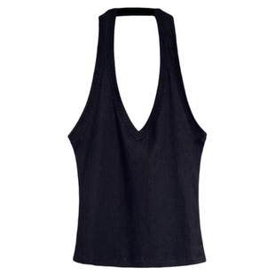 3ts针织挂脖吊带背心内搭高级感辣妹无袖美背凉感上衣