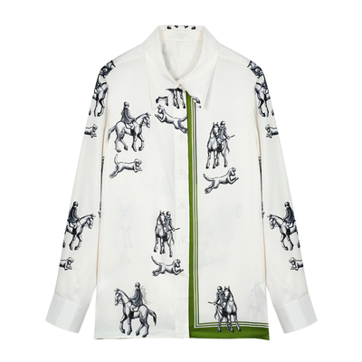 Basic House/百家好桑蚕丝衬衫秋冬高级感国风缎面衬衣长袖女