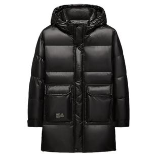 白鹅绒防寒保暖羽绒服男加肥大码中长款肥佬冬装可脱卸帽羽绒外套