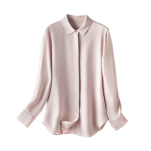 30姆米重磅真丝衬衫女长袖2025秋气质中长款翻领上衣OL桑蚕丝衬衣