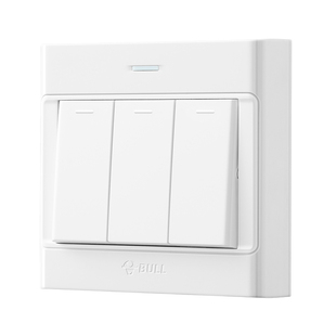 公牛超薄明装电灯开关面板按钮3开三开双控三联三位三控开关双联