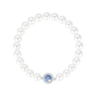 925纯银海蓝宝天然淡水珍珠手链女款轻奢小众法式手镯手串送礼物