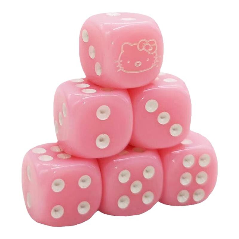 骰子HELLOKITTY卡通家用骰子骰盅筛子酒吧ktv喝酒色子骰粒夜店色
