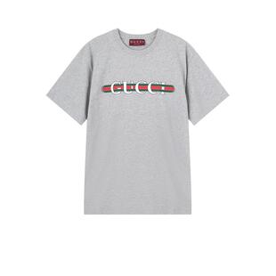 【自营】Gucci/古驰女士棉质徽标印花圆领短袖T恤 788093 XJG6T