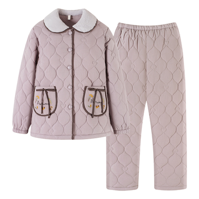 外猫人2025新款纯棉三层夹棉睡衣