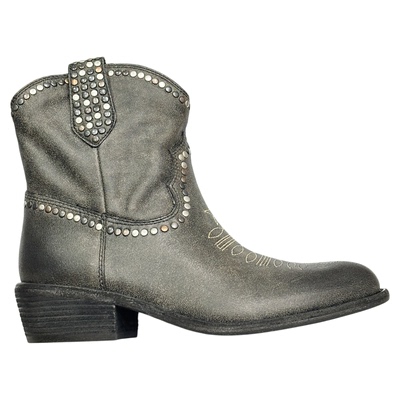 ASH复古擦色粗跟铆钉切尔西短靴