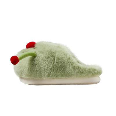 朴西红鼻子防滑毛绒亲子棉拖鞋