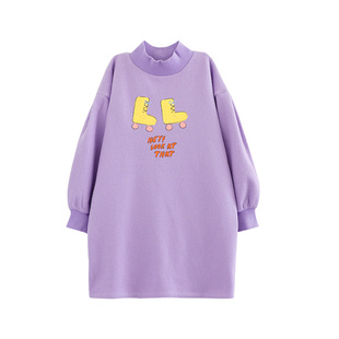 ILOVEJ童装半高领冰鞋印染连衣裙加厚儿童冬季款女童裙子/JUWOP13