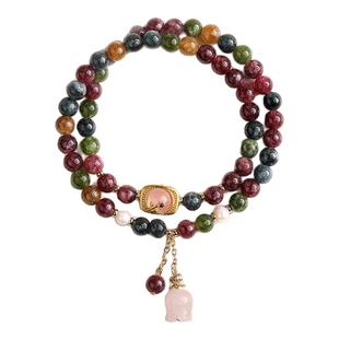 碧玺叠戴串珠手链女轻奢小众精致高级感2026新款水晶手串闺蜜手饰