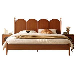 政府补贴全友家居中古风双人床1米8卧室家具1米5单人实木脚床架