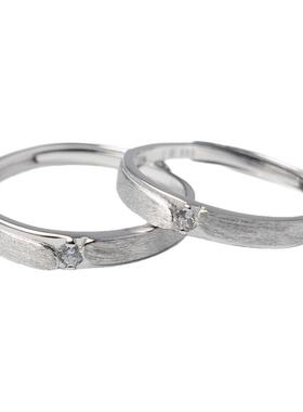 镶钻对戒足银999原创设计情侣