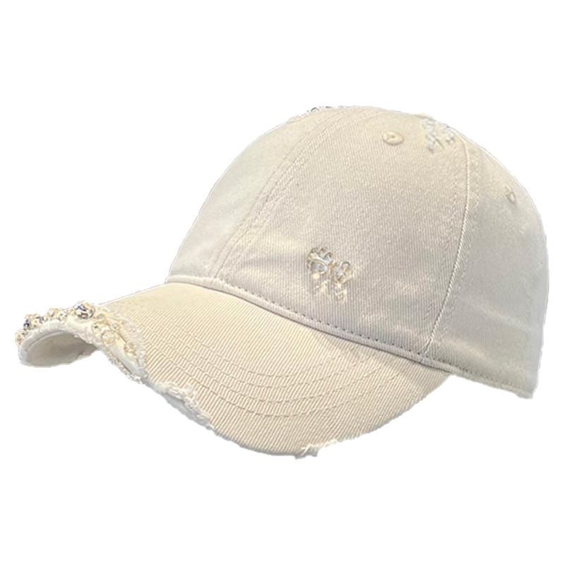 2025新款韩版水钻棒球帽子女春秋大头围显脸小水洗高品质鸭舌帽潮