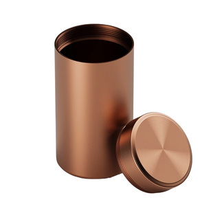 褐色铝合金密封茶叶罐小包装空盒储存迷你便携装茶的罐子收纳盒子