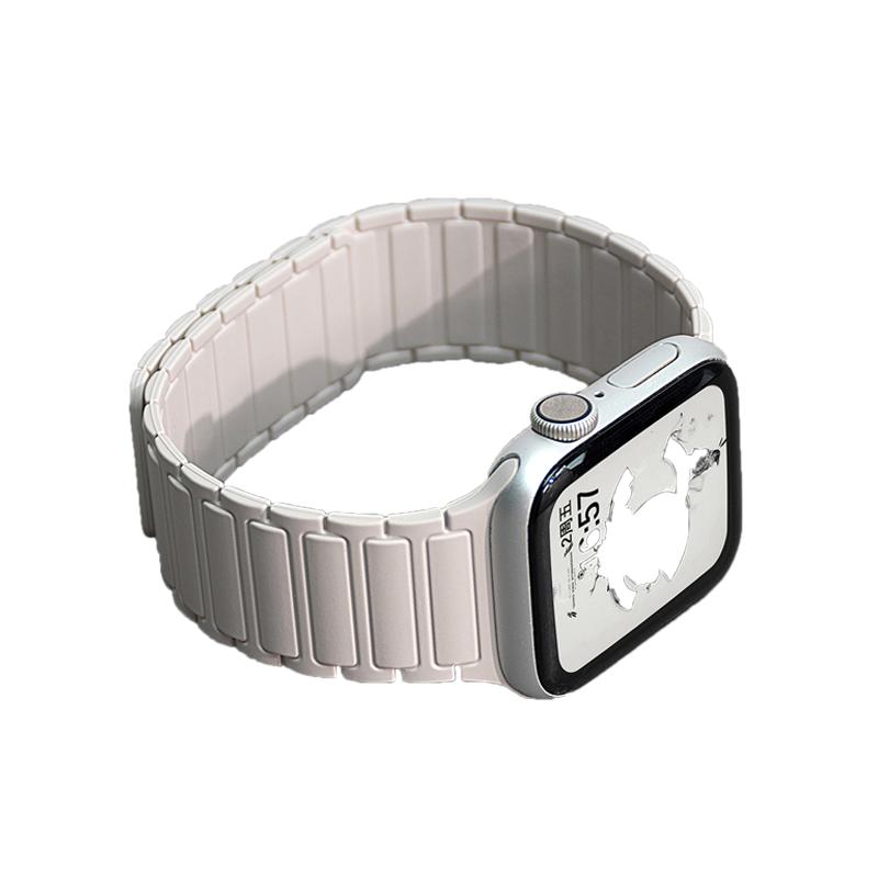 适用苹果手表S9表带S10新款金属磁吸回环applewatch Ultra2硅胶磁吸SE男女高级智能运动iWatch 8/7/6腕带透气