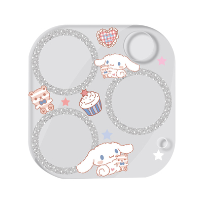 适用iPhone15闪粉手机镜头膜16Promax后摄像头贴保护壳苹果13镜头盖卡通14plus全包透明13Mini防摔刮可爱kt猫