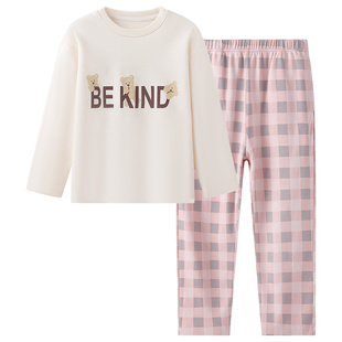 【商场同款】英博伦女童春秋新款全棉睡衣儿童家居服女孩纯棉a类