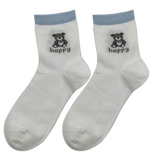 鹿人女生不臭吸湿排汗纯棉短袜四季女袜春夏秋季薄款无骨中筒袜子