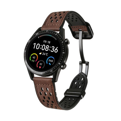 适用gt6/gt5网洞疯马皮磁吸表带