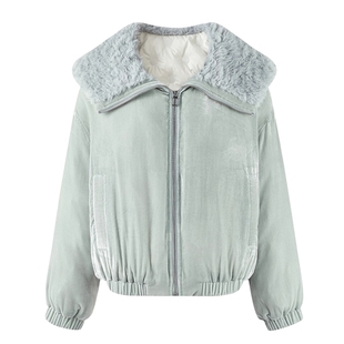 秋水伊人慵懒毛领外套2025年冬季新款气质温柔短款版型拉链羽绒服