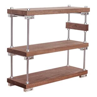 黑胡桃木工业风桌面光轴置物架樱桃木角落茶具收纳架咖啡杯子架