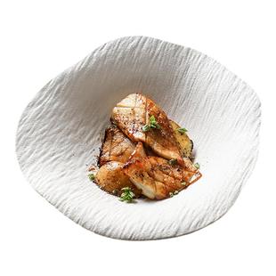 高颜值陶瓷不规则盘子异形盘简约石纹深盘花形盘装菜盘沙拉碗浅碗