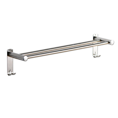 304加厚浴室不锈钢毛巾杆挂杆免打孔卫生间单杆双杆毛巾架子加长