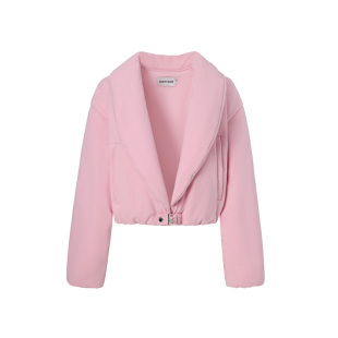 LEDIM WANG白标/可露丽短绒面包棉服女冬新款粉色收腰短款外套