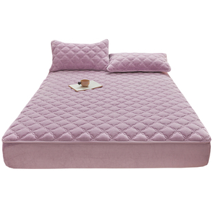 秋冬牛奶绒床笠床垫保护罩加高床套加绒床垫套珊瑚绒夹棉加厚床罩