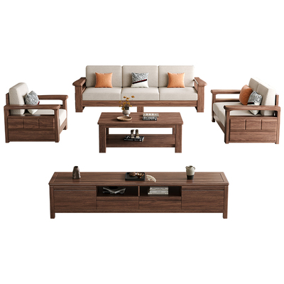 新中式北美黑胡桃全实木沙发现代客厅转角贵妃榻冬夏两用储物沙发