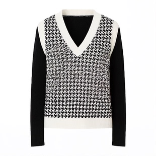 【直播专享】春竹V领羊毛背心女100%绵羊毛无袖休闲百搭针织马甲