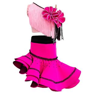 舞天骄女童拉丁舞表演服专业比赛服花服新款儿童舞蹈演出服流苏裙