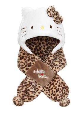 hellokitty正版豹纹护耳帽女