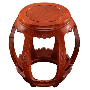 亿靠金花梨印花圆实木换鞋红木古筝小矮仿古家用餐桌茶几凳琴凳子