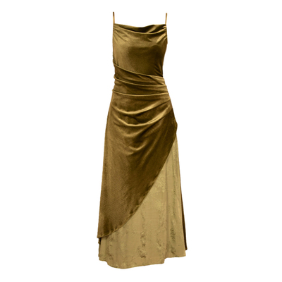 法式复古绿色金丝绒吊带连衣裙