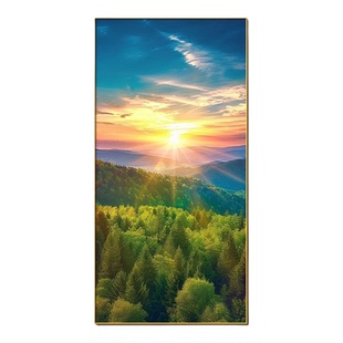 日出东方正对门玄关挂画现代简约客厅走廊过道装饰画写实风景壁画