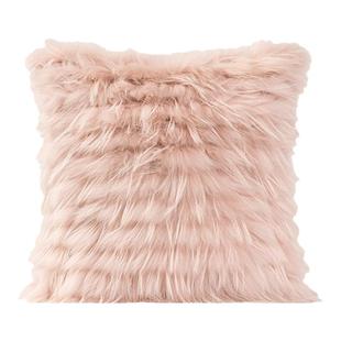 ELIN LONYAIN现代女孩粉色貉子毛靠垫抱枕别墅样板房沙发装饰方枕